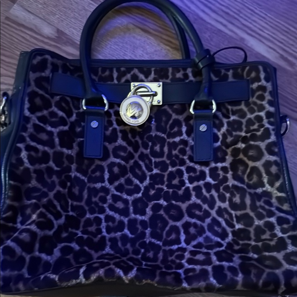 Michael Kors Leopard Print Handbag with Black Accents